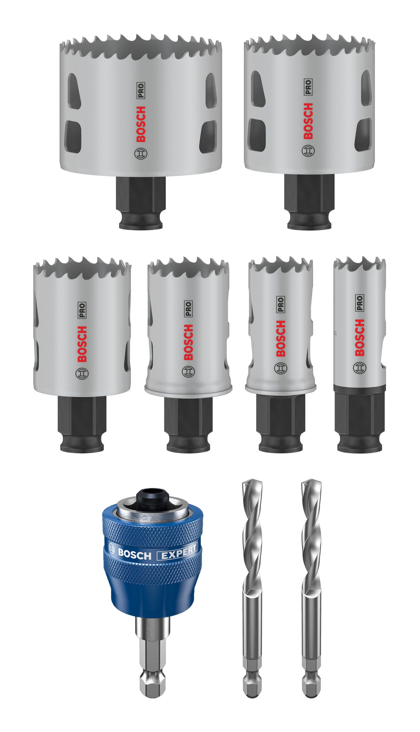 BOSCH Lochsäge Pro Multi Material, 9 Teile, Multi Material PC Plus Set, 20, 25, 64 mm, 9-teilig