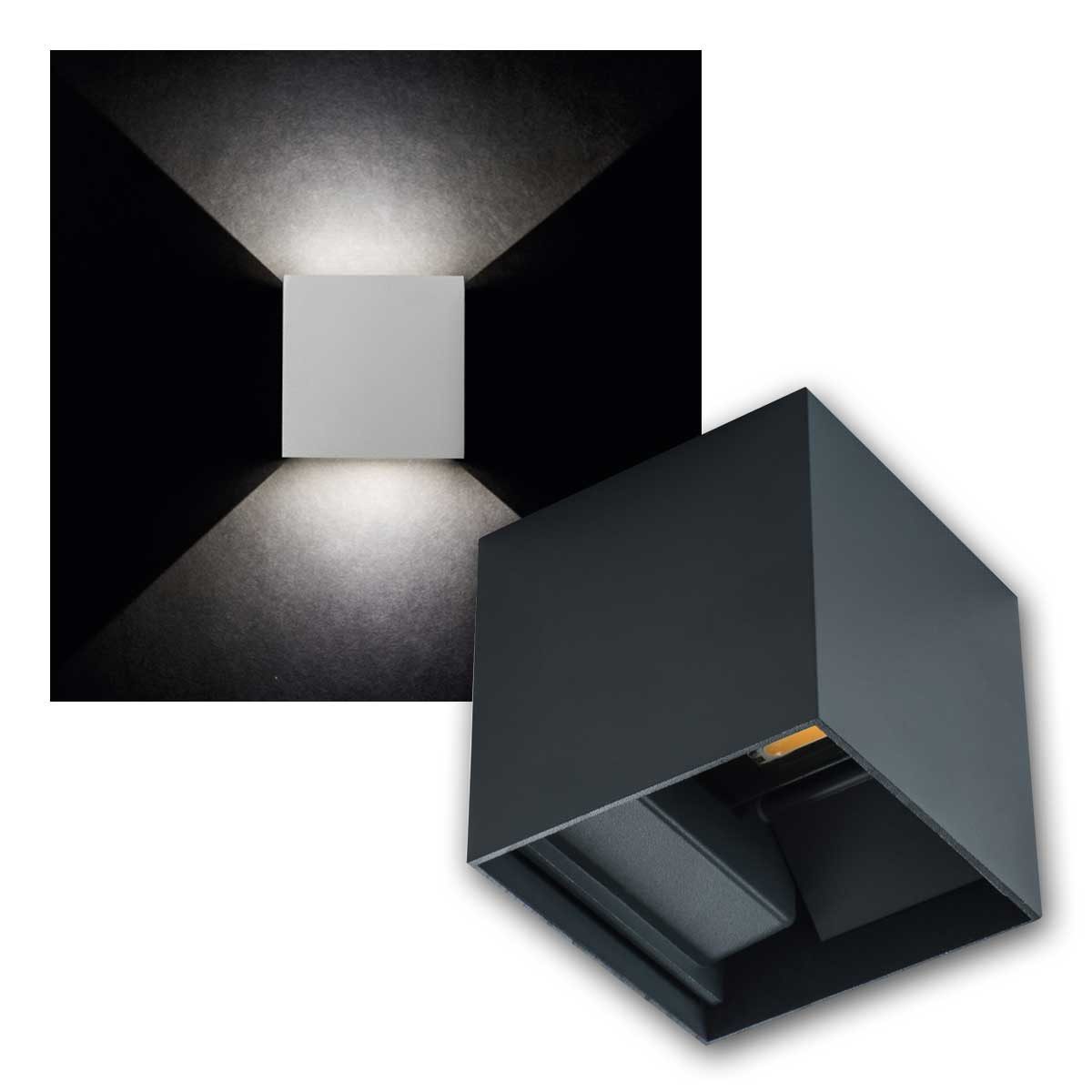 Kanlux LED Außen-Wandleuchte LED Außen-Wandleuchte REKA eckig graphit-grau IP54, neutralweiß