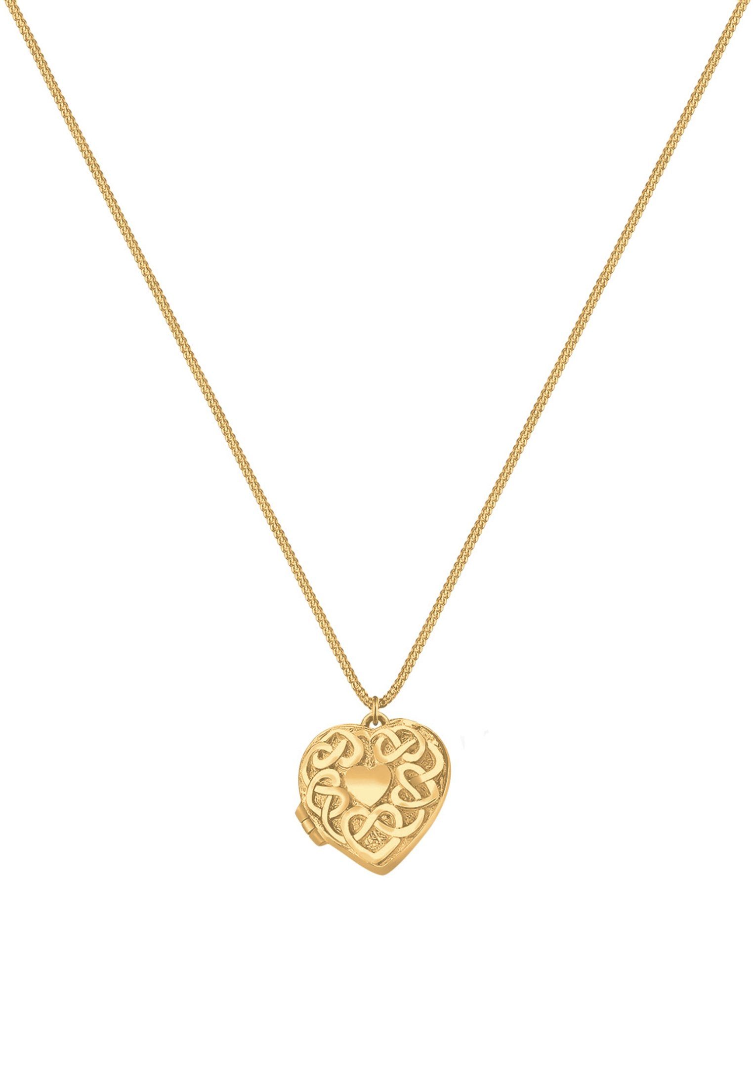 Silber Medaillon Gold Kette Ornament Herz mit Anhänger 925 Elli