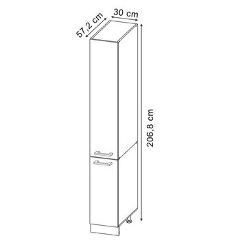 Vicco Hochschrank R-Line, Schwarz Beton/Anthrazit, 30 cm