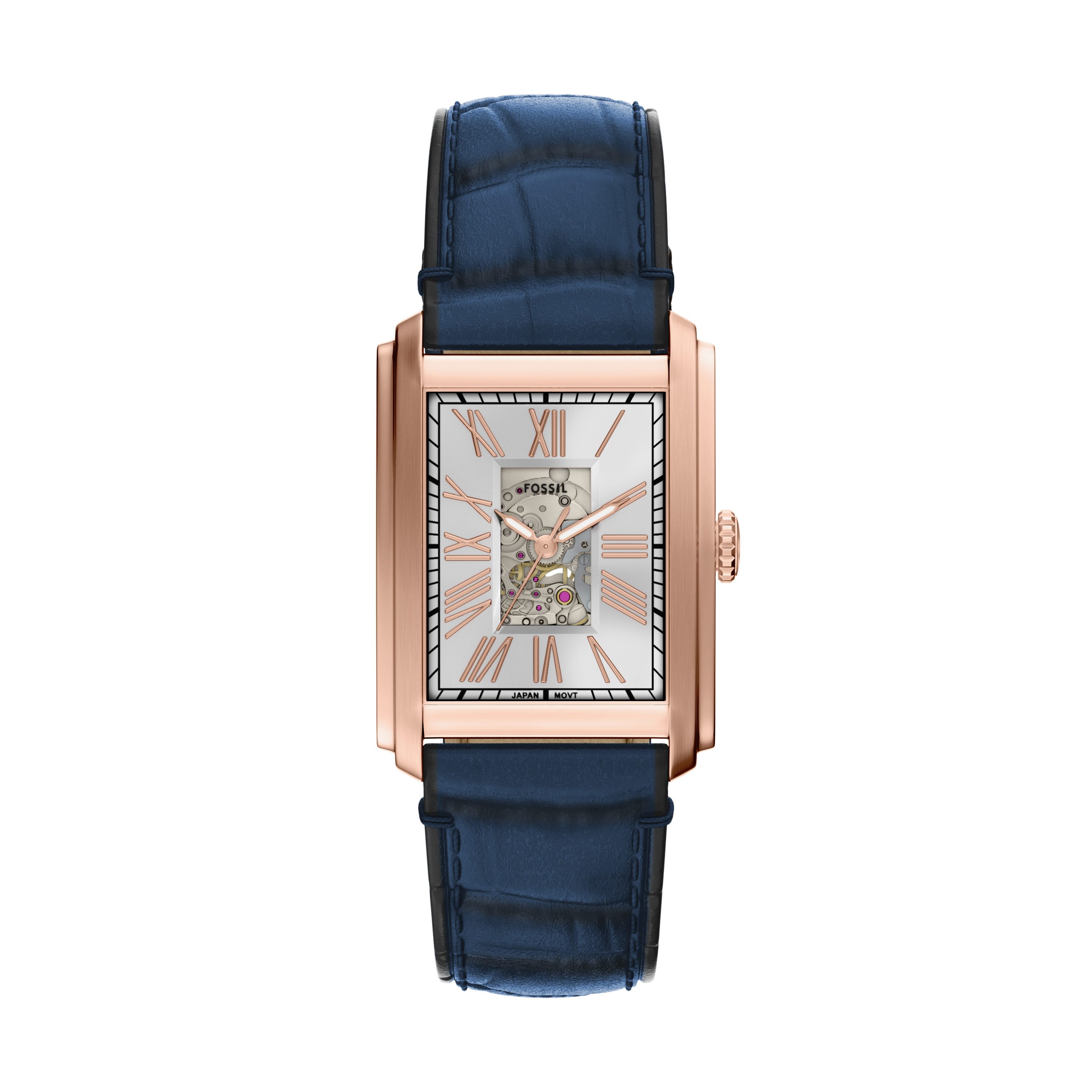 Fossil Automatikuhr CARRAWAY ME3274, Armbanduhr, Herrenuhr, Mechanische Uhr, Lederarmband, analog