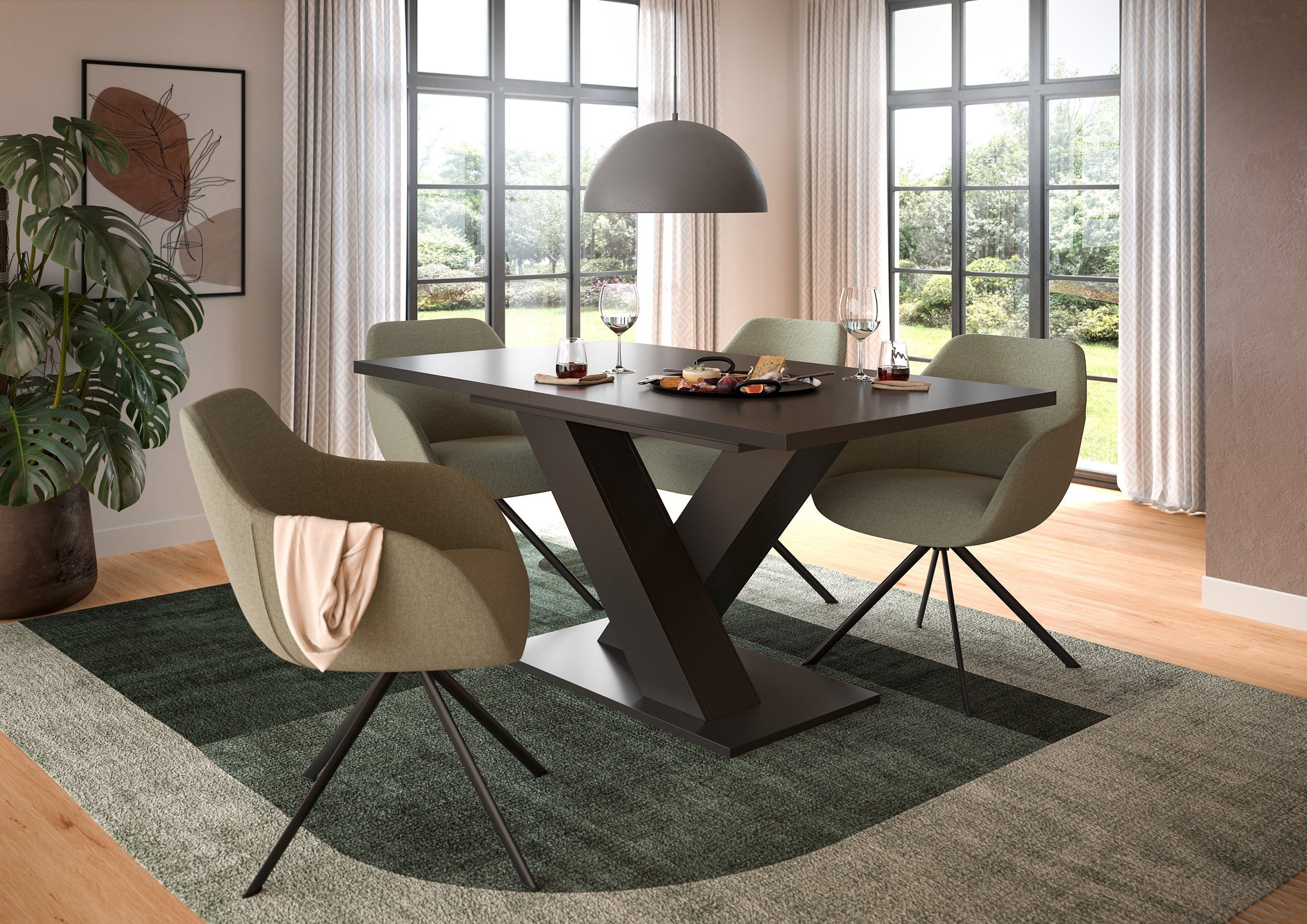 Newroom Esstisch Grau 150 cm, Esstisch Grau Esszimmertisch Tisch Modern Zeitlos Küche Esszimmer