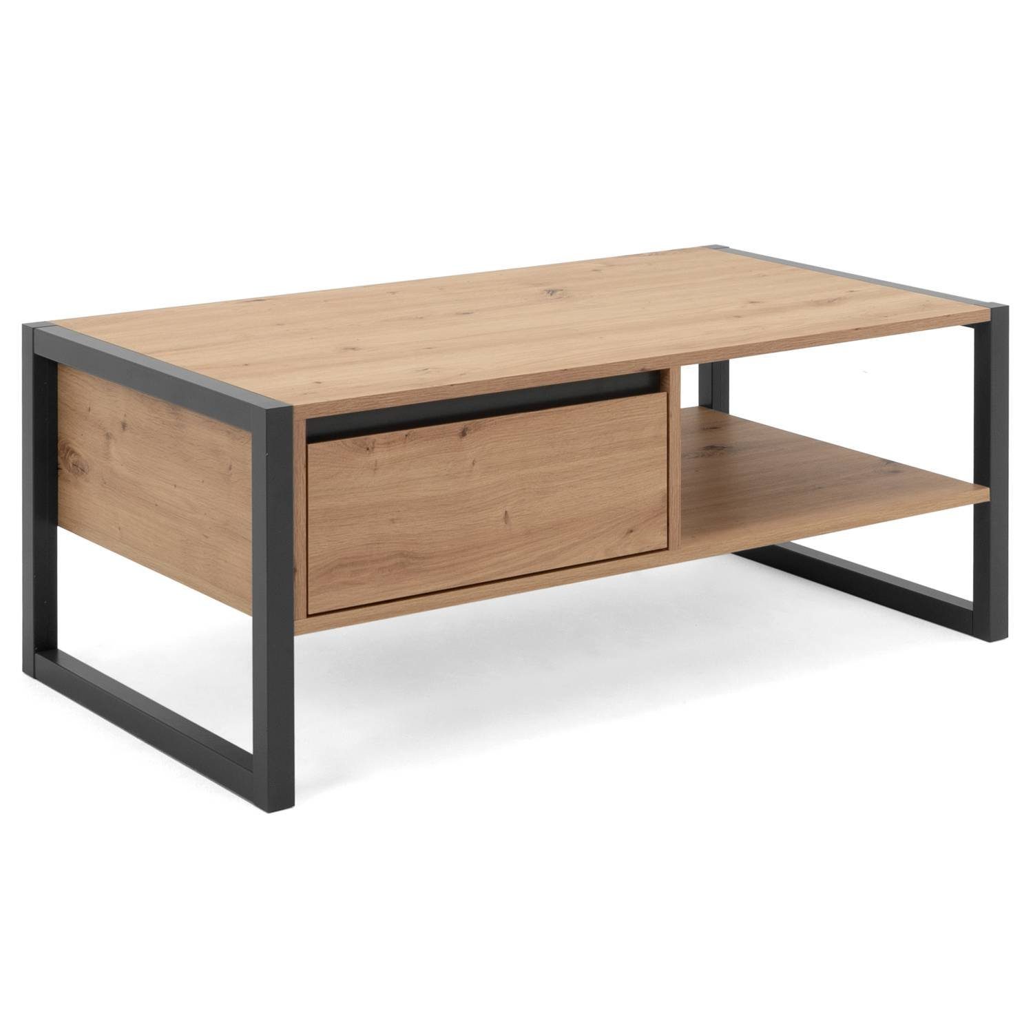 Homestyle4u Couchtisch Sofatisch Wohnzimmertisch Anthrazit Natur günstig online kaufen