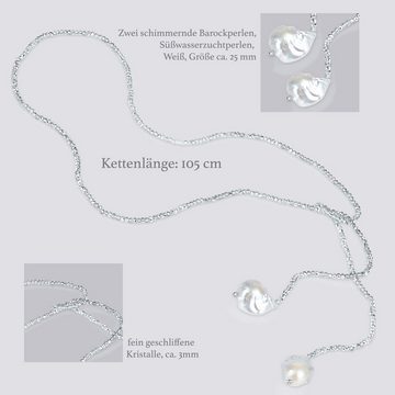 Célia von Barchewitz Perlenkette "Doppelt Schön" lange Kristallkette mit 2 großen Barockperlen, variabel tragbar