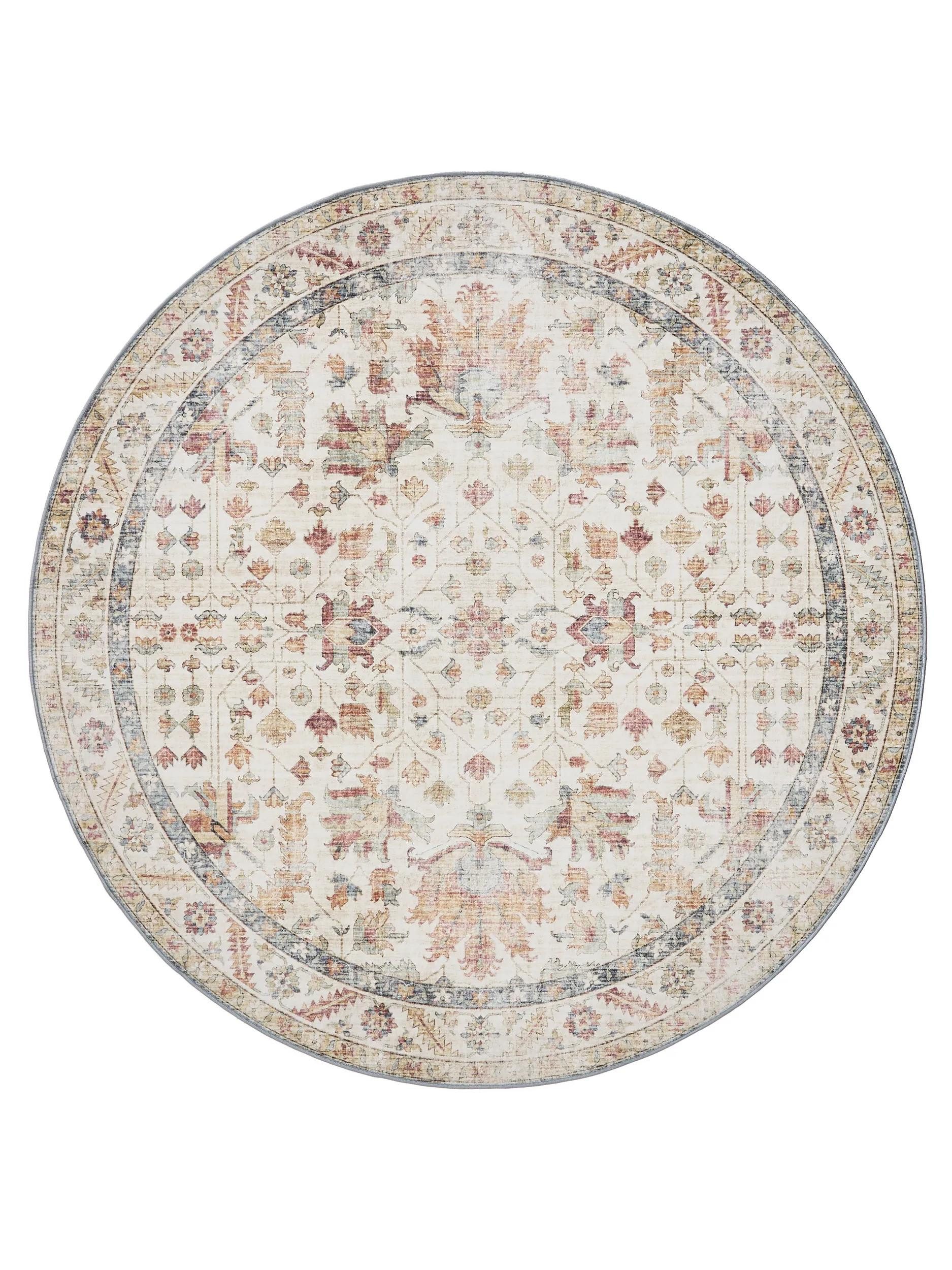 benuta Teppich George, rund, Höhe: 5 mm, Vintage-Look, Kurzflor, Teppich Wohnzimmer, Schlafzimmer, Waschbar