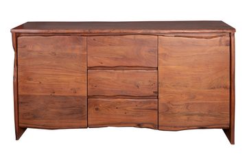 Junado® Sideboard Dahlia, Akazienholz massiv, natürliche Baumkante, in Nussbaum- oder Naturfarb