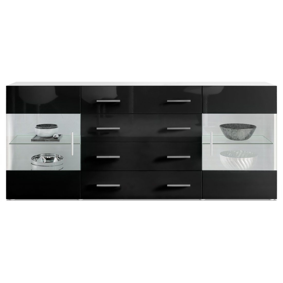 Vladon Sideboard »Bari V2«, Kommode mit 2 Türen, 4 Schubladen und 2