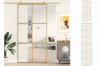vidaXL Zimmertür Schiebetür Golden 102,5x205 cm ESG-Klarglas und Aluminium Zimmertür In