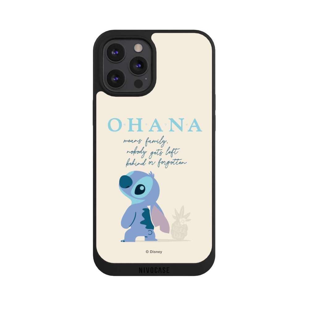 NIVOCASE Handyhülle Lilo & Stitch Offizielles Lizenzprodukt Disney Ohana Stitch, Apple iPhone 12 Pro Max Handyhülle Hülle NIVOpure Case Schwarz