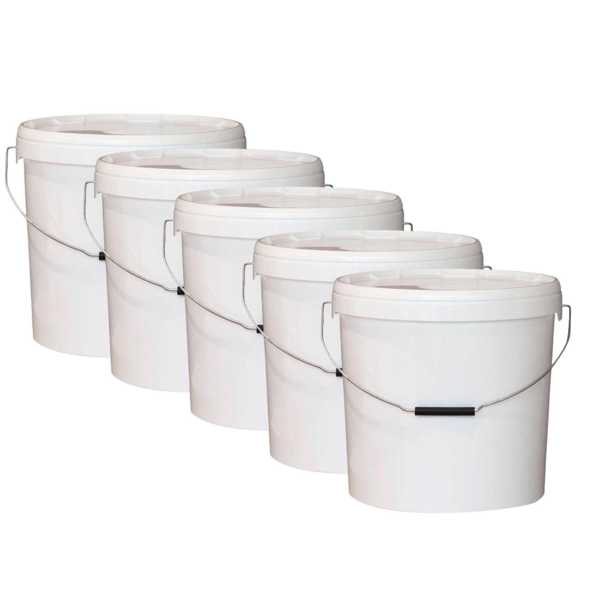 BIENEN SCHMIDT Aufbewahrungssystem 25kg Honigeimer weiß Eimer 20L Kunststoff Vorratsbehälter mit Deckel, (Set, 5-tlg), ohne Aufdruck lebensmittelecht und luftdicht mit Metallbügel