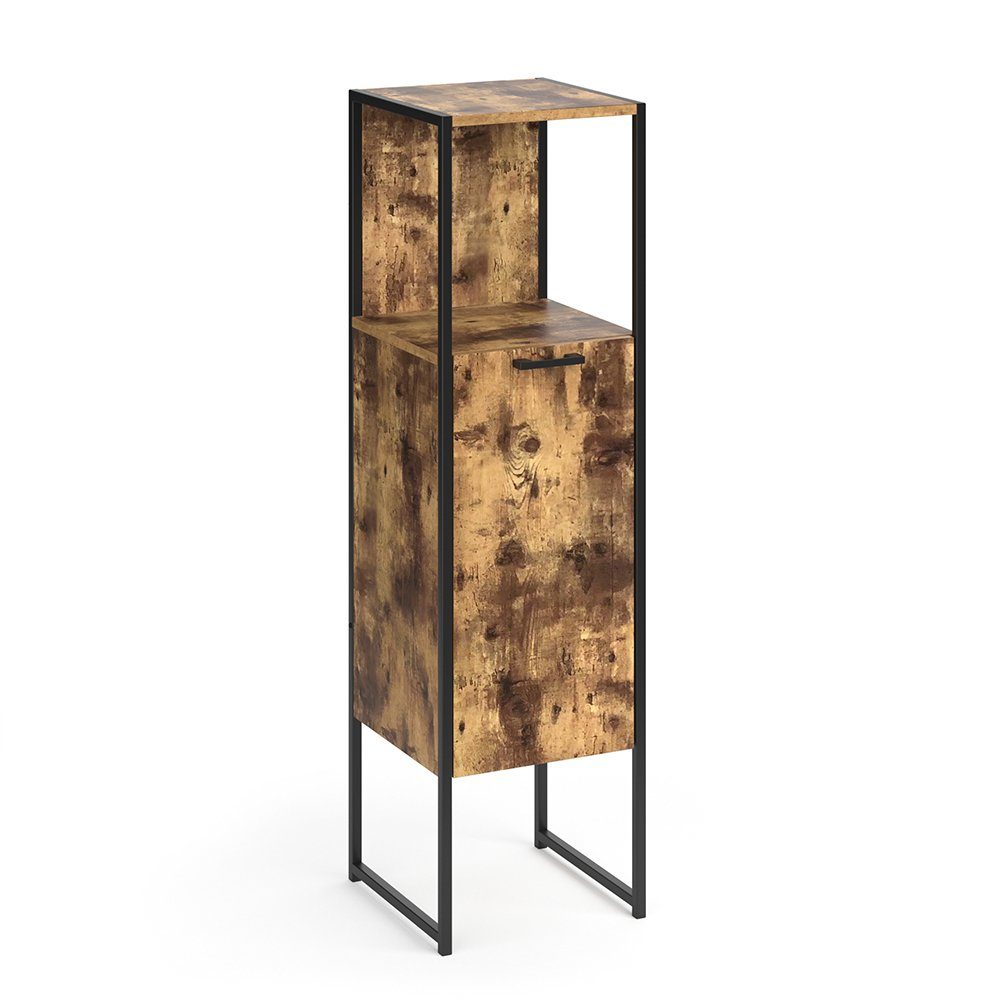 Midischrank Fyrk, Eiche rustikal/Schwarz, 33 x 120.4 cm