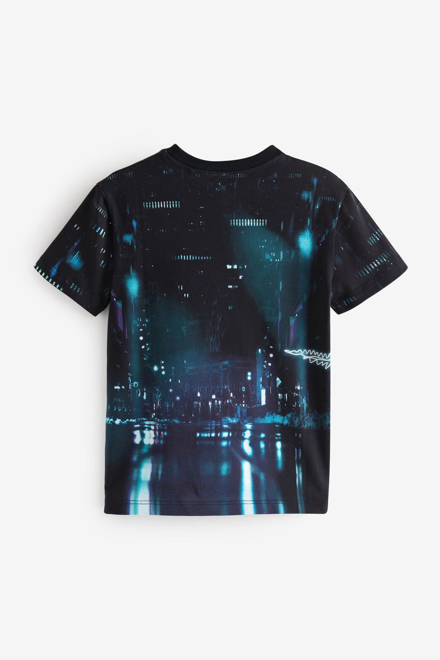 T-Shirt mit Neon (1-tlg) T-Shirt Next Kurzärmeliges Glowing durchgehendem Print Dinosaur