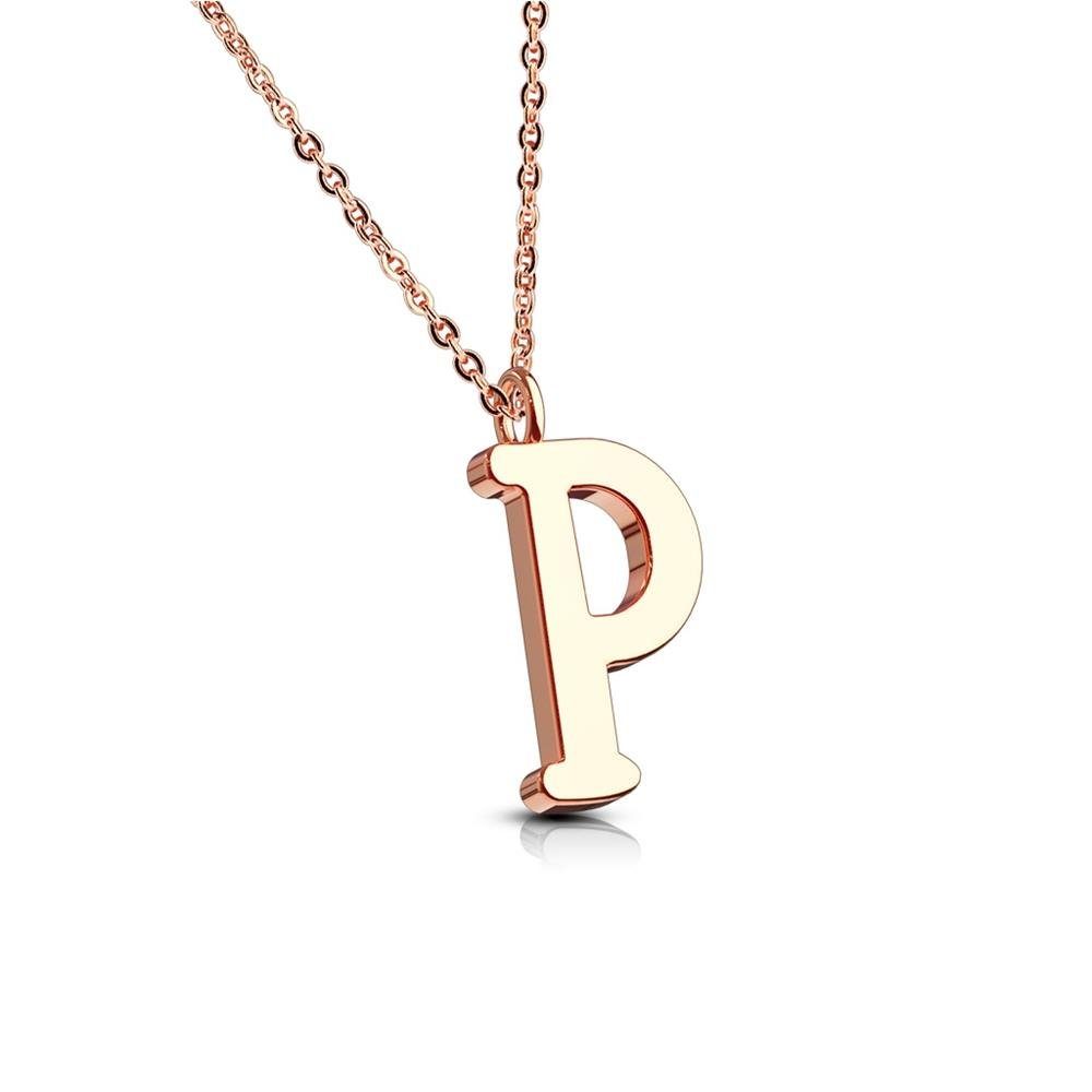 BUNGSA Ketten-Set Kette Buchstaben Anhänger Rosegold aus Edelstahl Damen (1-tlg), Halskette Necklace P | klar