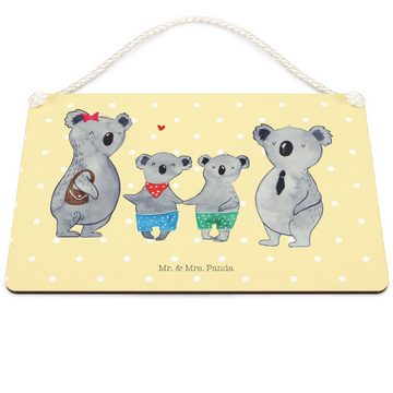 Mr. & Mrs. Panda Hinweisschild DIN A5 Koala Familie zwei - Gelb Pastell - Geschenk, Koalabär, Tür Sc, (1 St), Langlebiger Druck