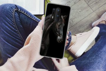MuchoWow Handyhülle Pferd - Tiere - Schwarz - Porträt, Phone Case, Handyhülle OnePlus 8 Pro, Silikon, Schutzhülle