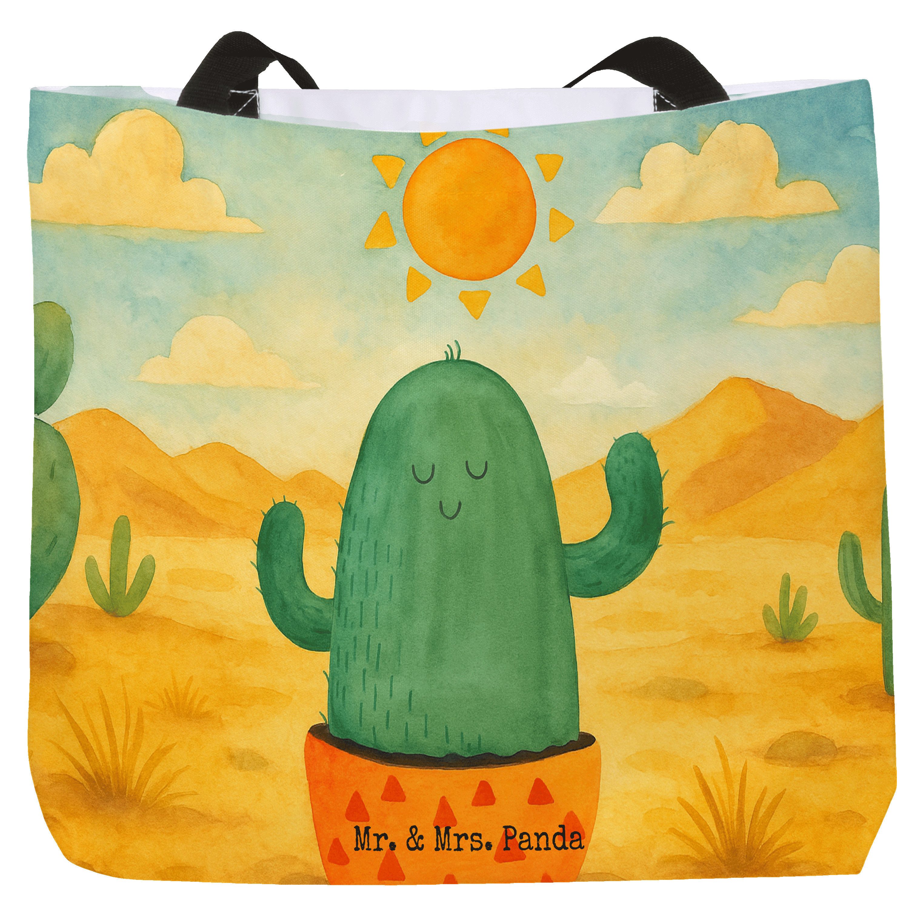 Shopper Kaktus Sonne Design, Strandtasche, Weiß, Laptoptasche, Tote Bag, Kakt
