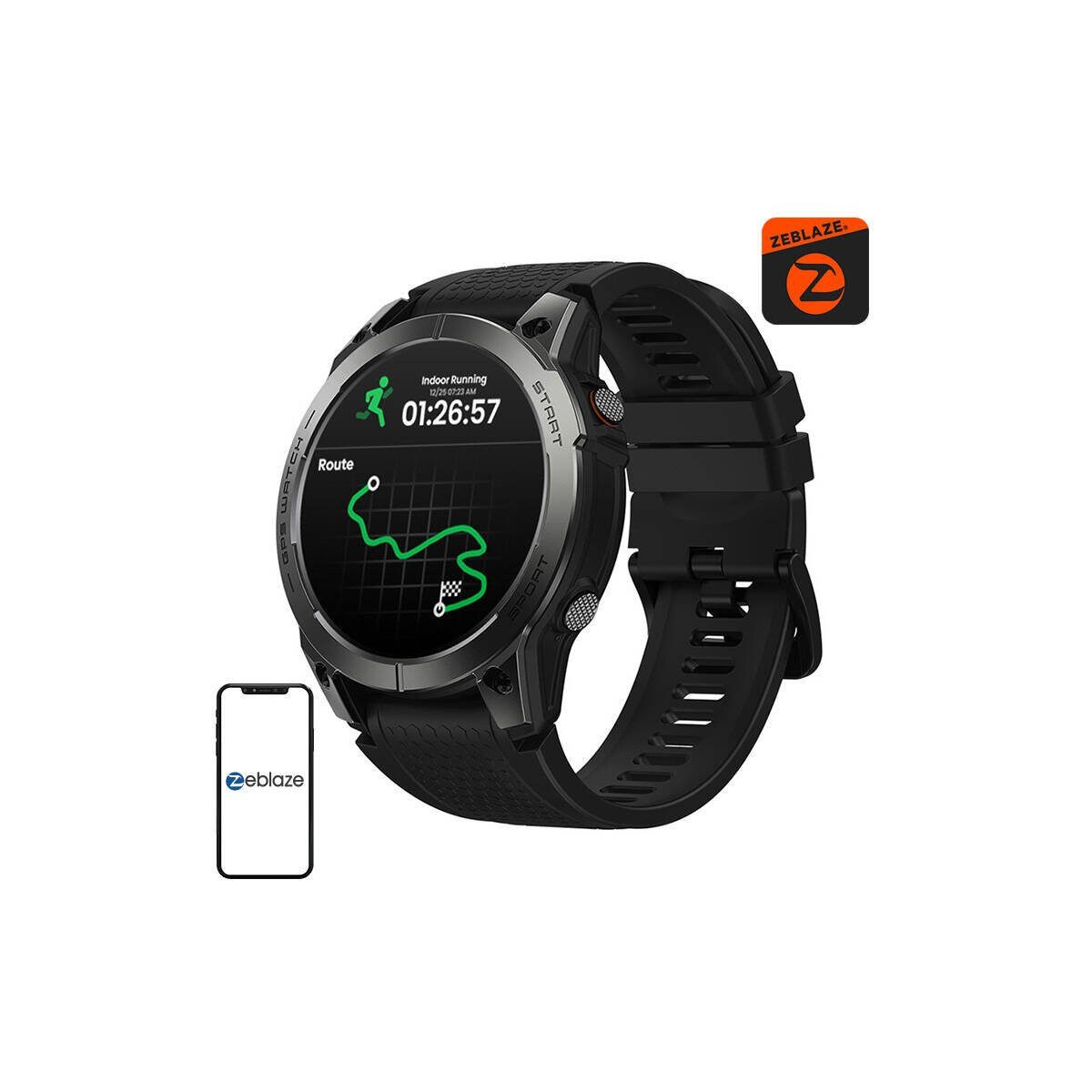 Zeblaze Zeblaze Stratos 3 Pro Smartwatch AMOLED GPS Schwarz Smartwatch, 1-tlg.