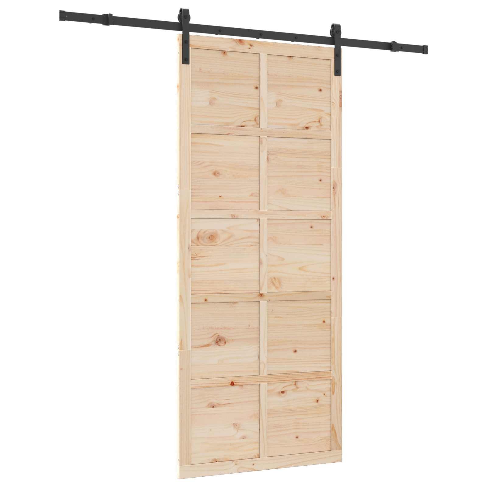 vidaXL Haustür Schiebetür Natur 90 x 208 cm Massives Kiefernholz (1-St)