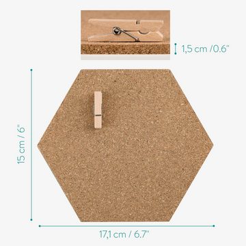 NATICY 3D Wandpaneel Korkwand sechseckig - 10x Kork Board 15 x 17,1 cm - inkl. 50 Pins