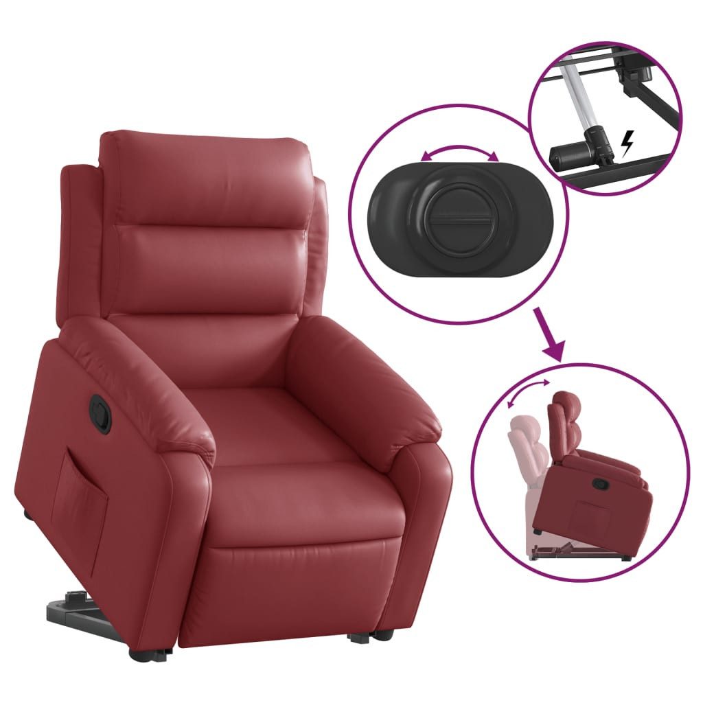 vidaXL Sessel Relaxsessel mit Aufstehhilfe Weinrot Kunstleder (1-St)