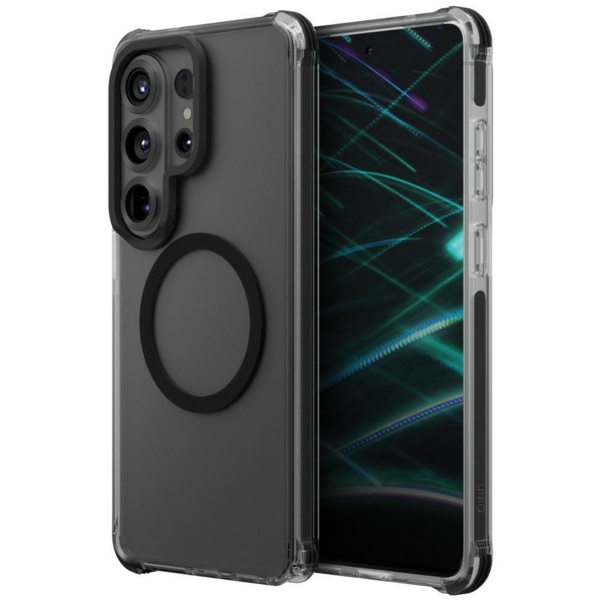 UNIQ Handyhülle Combat für Samsung Galaxy S26 Ultra mit Magclick Schwarz Schutzhülle 6,9 Zoll, ShockSorb-Technologie fängt Aufprallkräfte besonders effizient ab