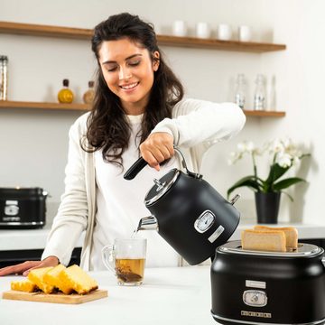 Westinghouse Toaster Retro Früstücksset, 2 kurze Schlitze, für 2 Scheiben, 815 W, Wasserkocher 1,7 L Volumen 2200 W 360° Sockel