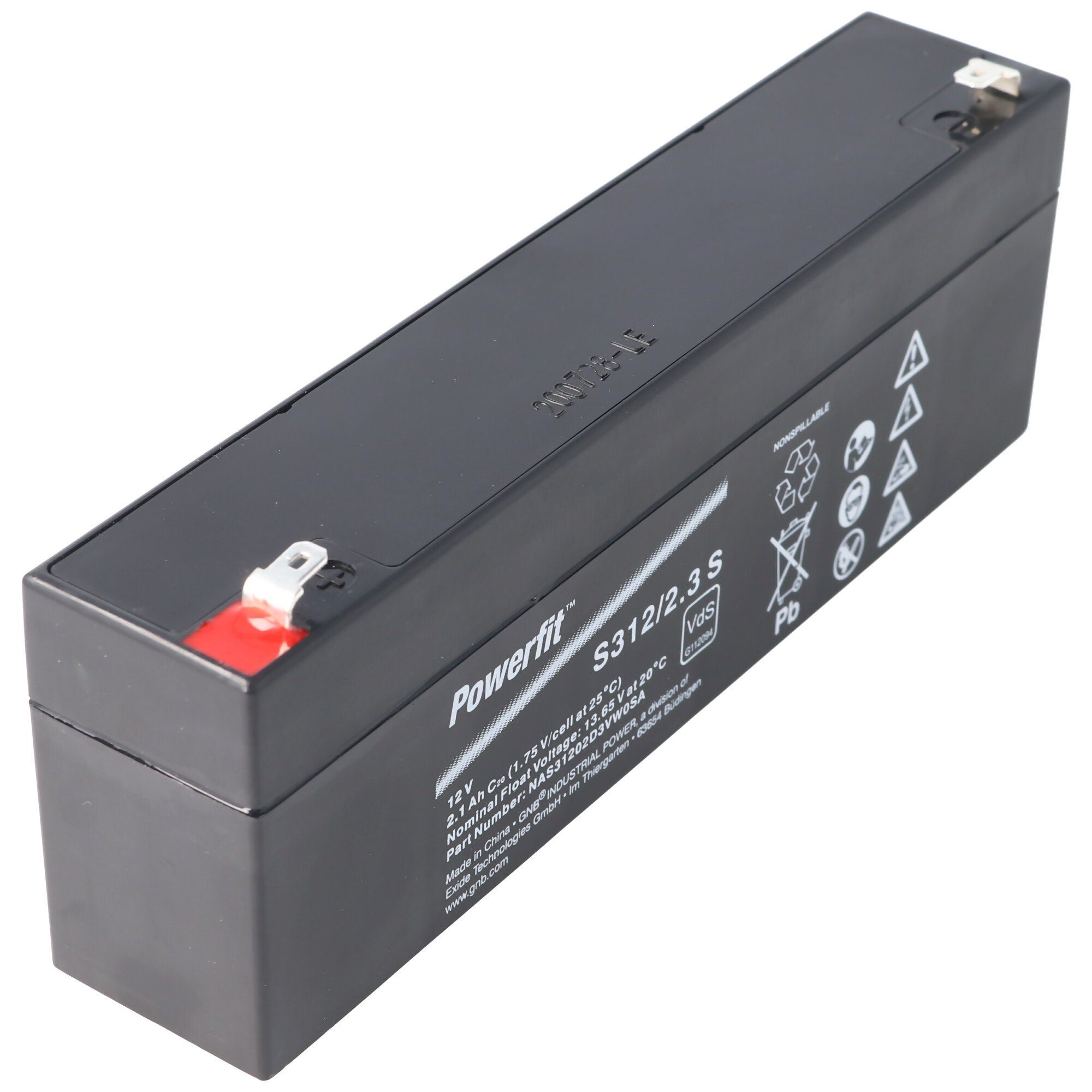 V) Exide 2100mAh S Blei mit Powerfit Exide mAh (12,0 2100 S312/2.3 12 Volt Akku Akku