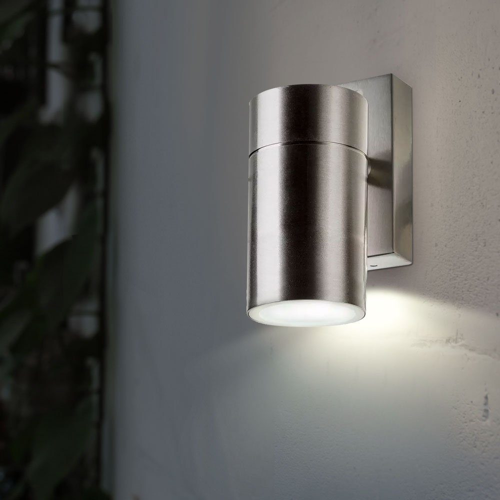 Wandlampe Wandleuchte inklusive, Leuchtmittel silber Außen-Wandleuchte, 1x smartwares GU10 IP44 Balkon Edelstahl Außenlampe nicht