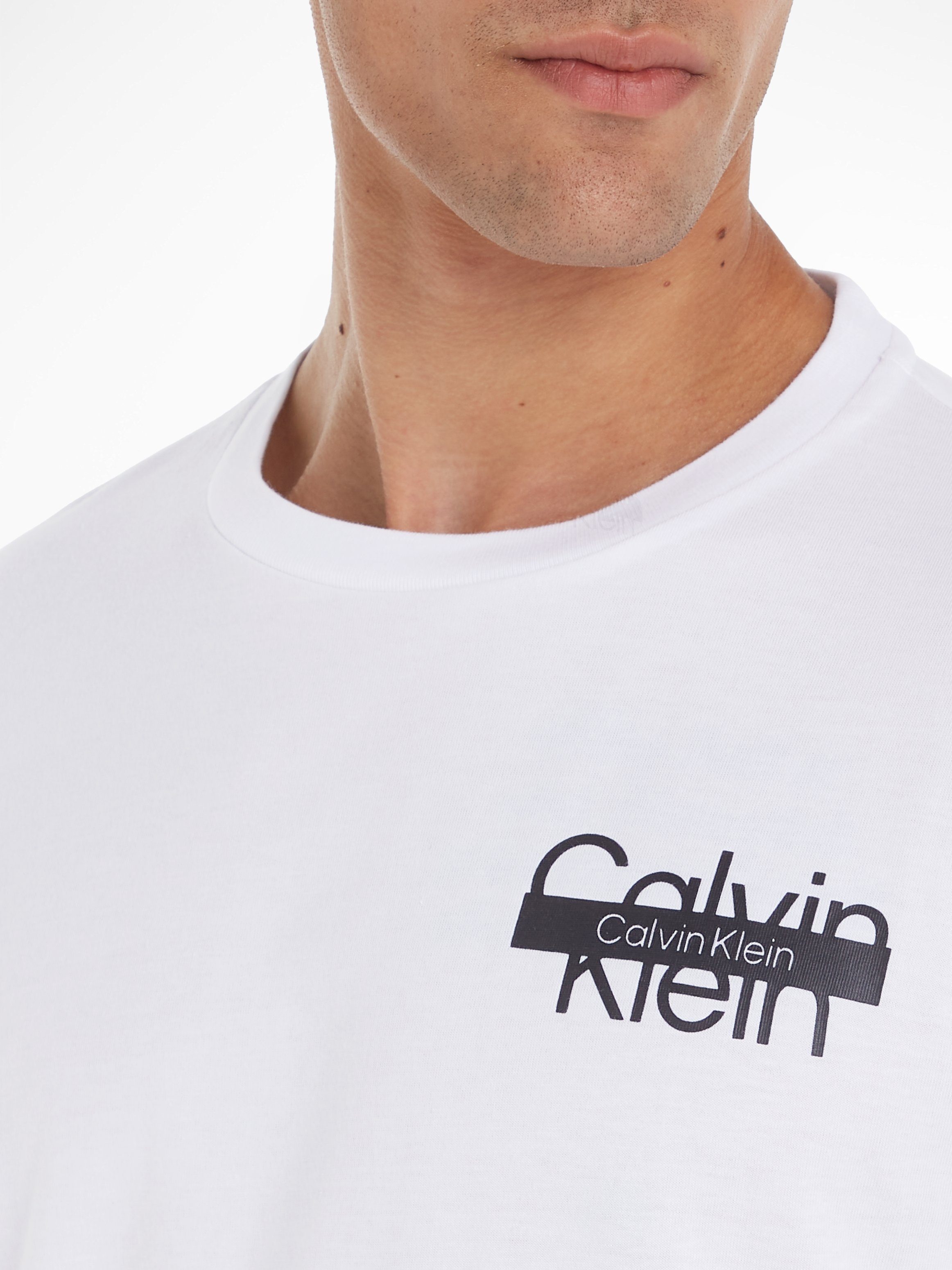 Langarmshirt LOGO T-SHIRT Klein THROUGH Bright CUT White Calvin LS