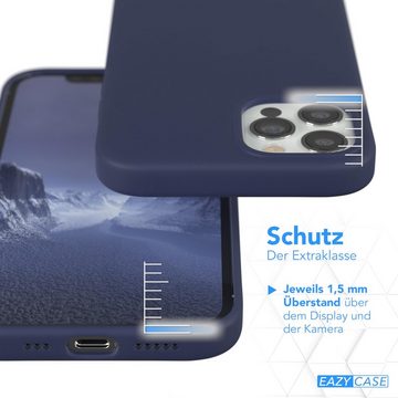 EAZY CASE Handyhülle Premium Silikon Case für iPhone 12 / iPhone 12 Pro 6,1 Zoll, Handy Softcase Hülle Silikon mit Displayschutz Case Blau / Nachtblau