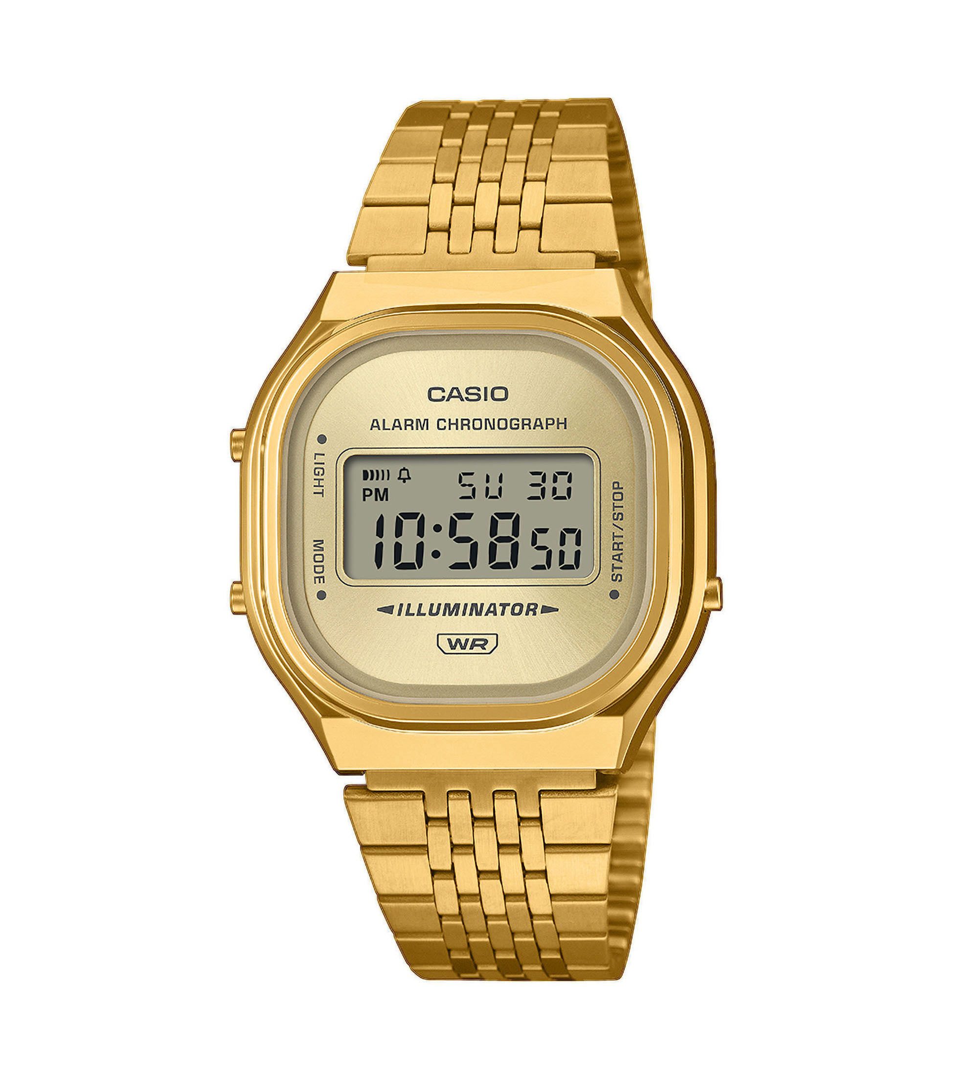 CASIO VINTAGE Chronograph A140WEG-9AEF, Quarzuhr, Armbanduhr, Damenuhr, Herrenuhr, Edelstahlarmband, digital