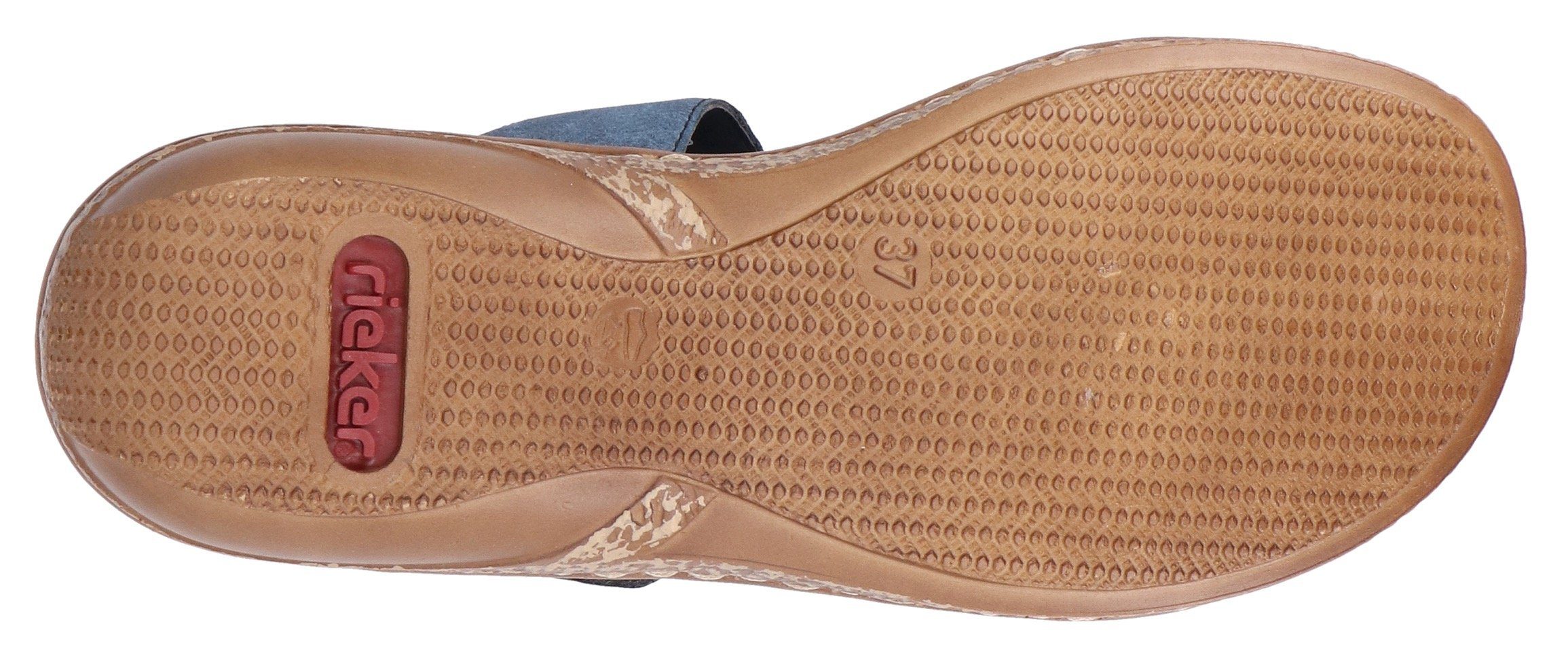 Rieker Pantolette Keilabsatz, Sommerschuh, Schlappen mit Pailetten- und Perlenbesatz