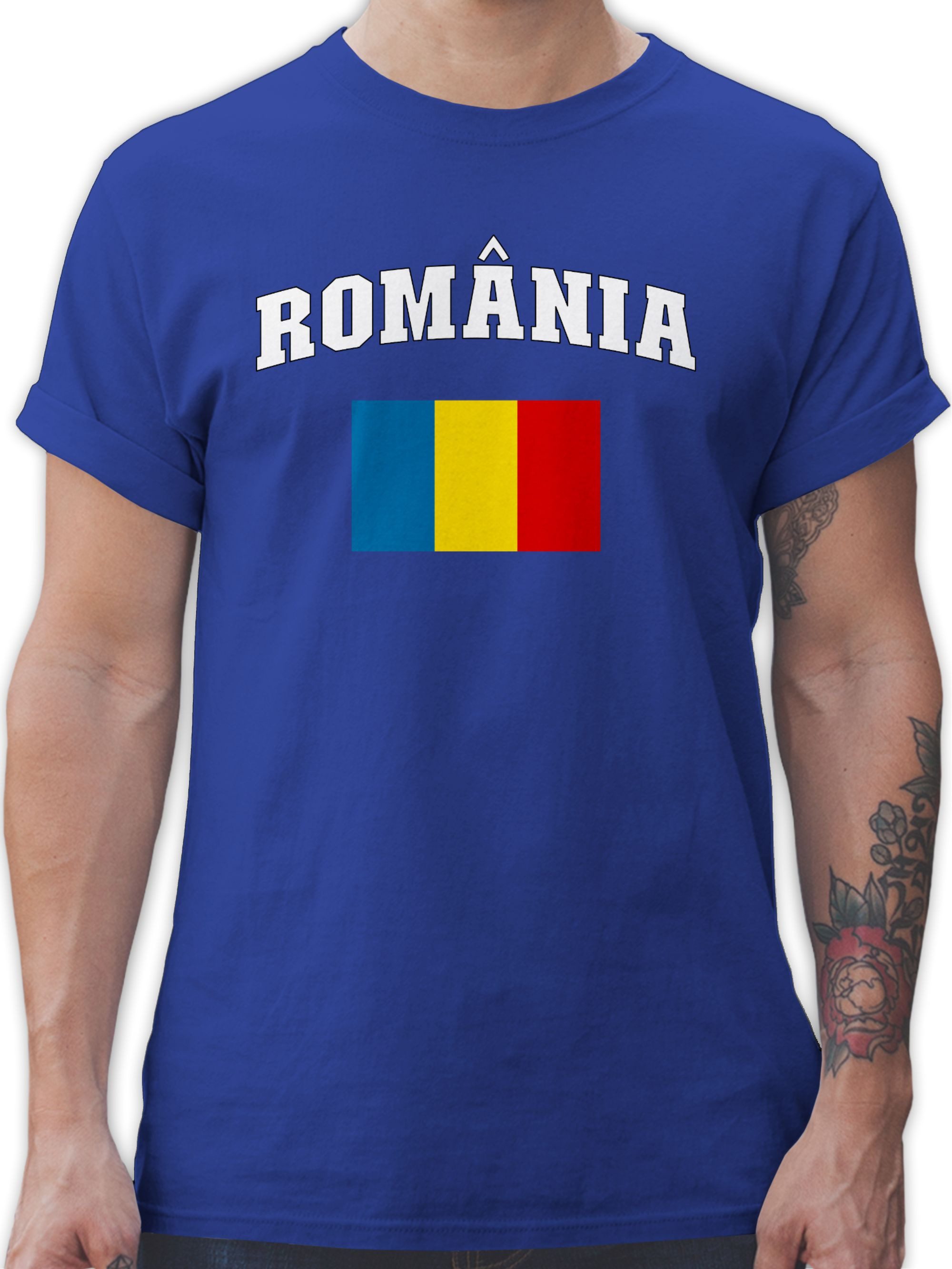 Shirtracer T-Shirt România Schriftzug mit Flagge, günstig online kaufen