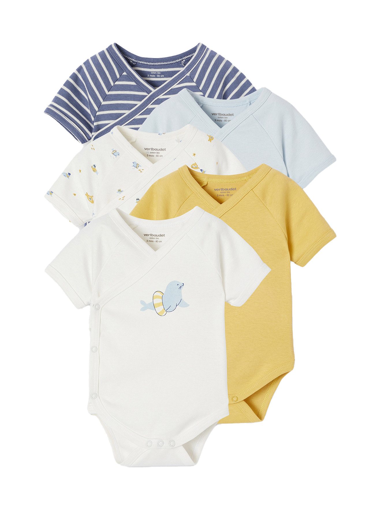 Kurzarmbody 5er-Pack Baby Kurzarm-Bodys in Wickelform