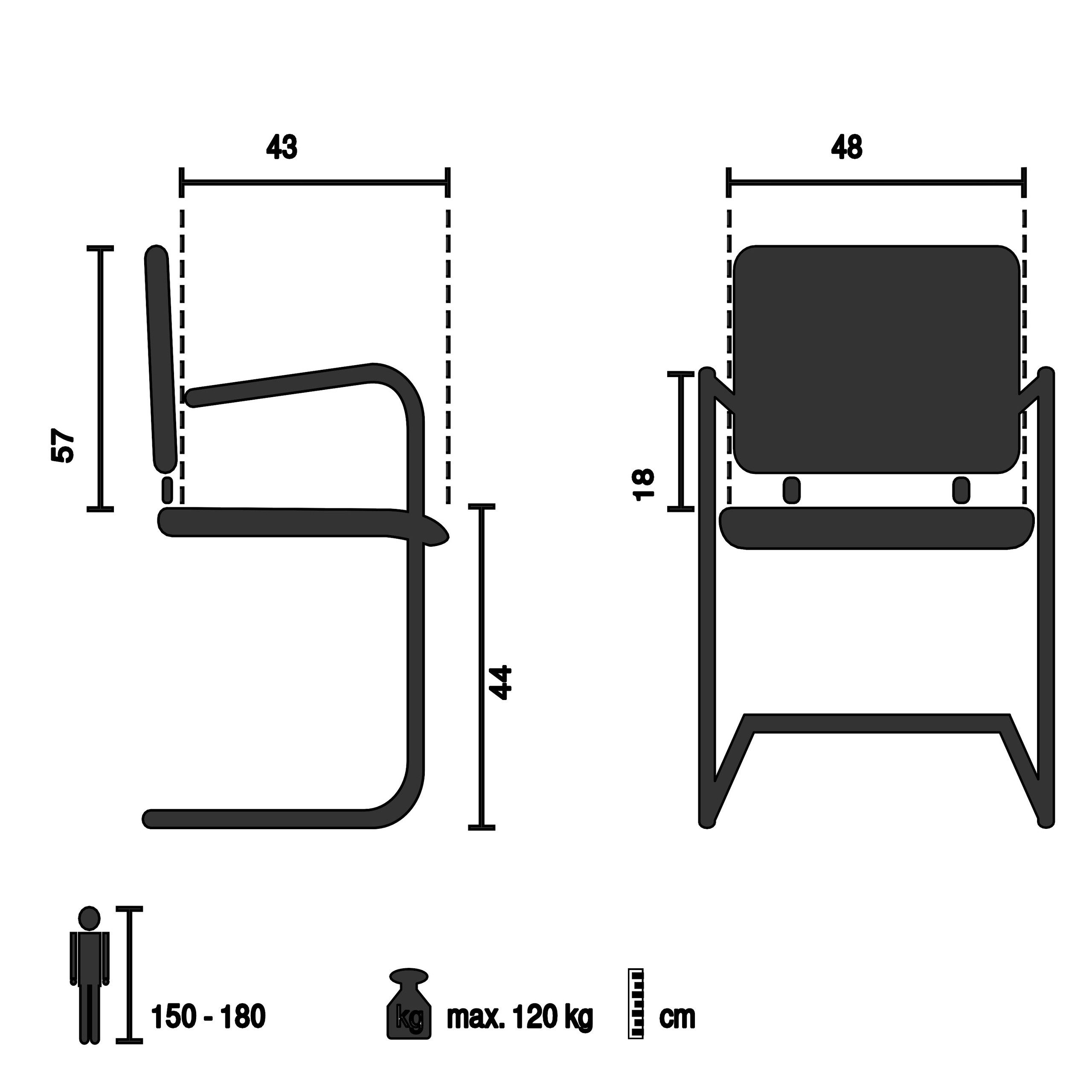 hjh OFFICE Freischwinger Freischwinger MILESTON V Stoff / Netzstoff (1 St), Stuhl, Esszimmerstuhl, Besucherstuhl, Schwingstuhl