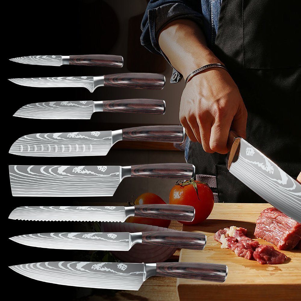 MDHAND Ножи-Set (Set, 8-tlg), Asiatisches Ножиset Küchenmesser Set mit Geschenkbox