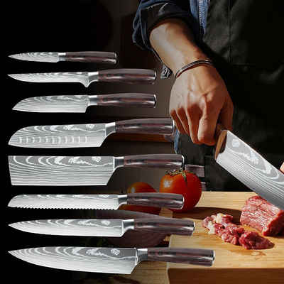 MDHAND Messer-Set (Set, 8-tlg), Asiatisches Messerset Küchenmesser Set mit Geschenkbox