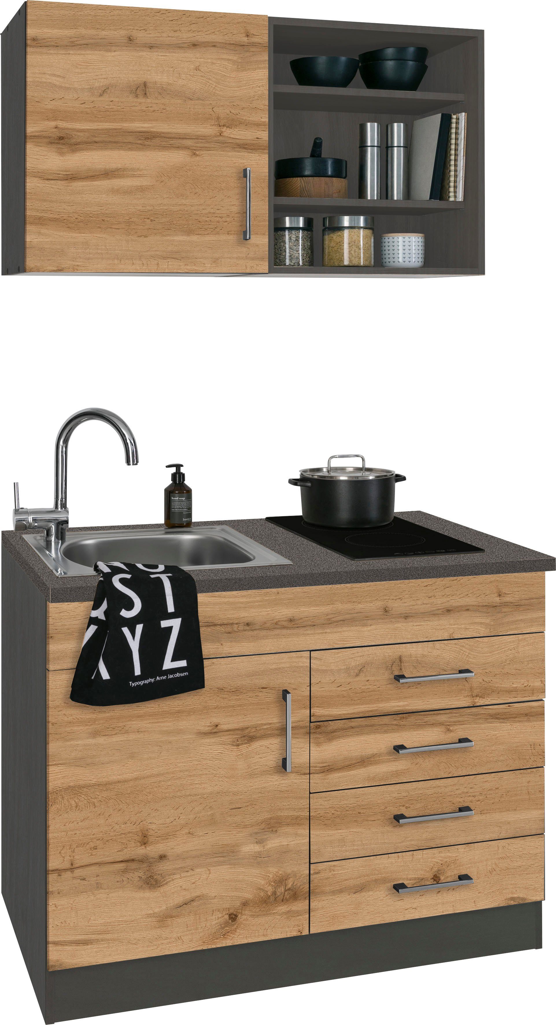 KOCHSTATION Pantryküche KS-Mali, Breite 100 cm, wahlweise mit E-Geräten günstig online kaufen