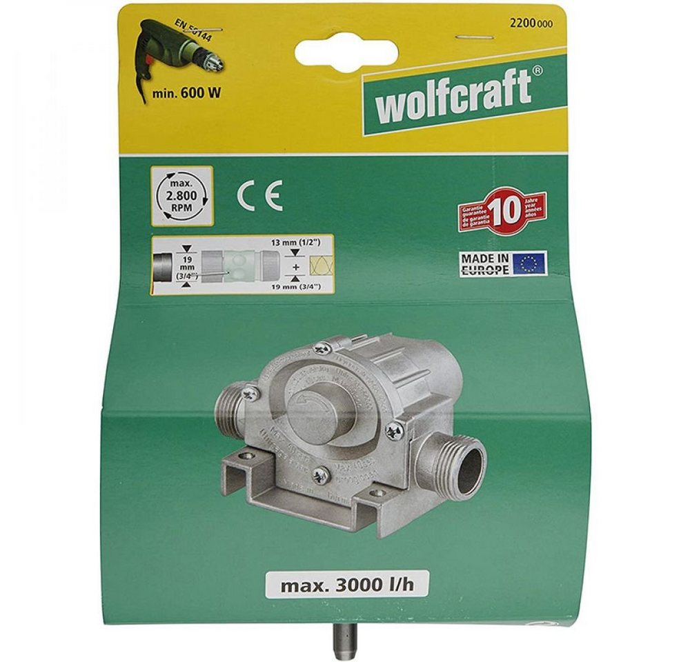 Thumbnail - Wolfcraft Bohrer- und Bitset Wolfcraft Meisterpumpe 3.000 L/H Bohrmaschinen Pumpe mit Metallgehäu