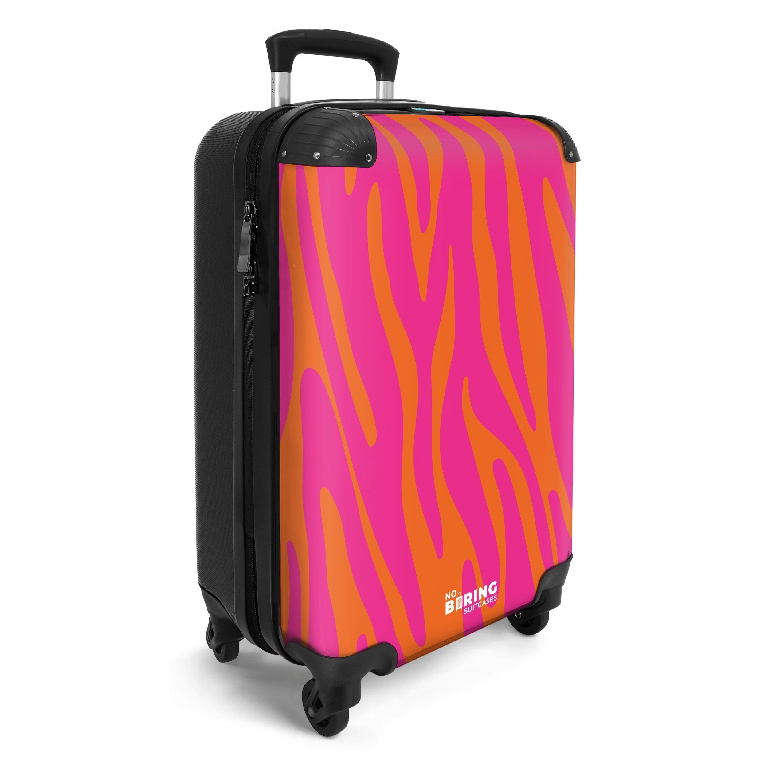 NoBoringSuitcases.com© Hartschalen-Trolley Rosa und orangefarbener Zebradruck 55x35x20cm, Handgepäck Koffer & Trolleys, Luggage, Reisekoffer Frauen – Bild 2 von 5