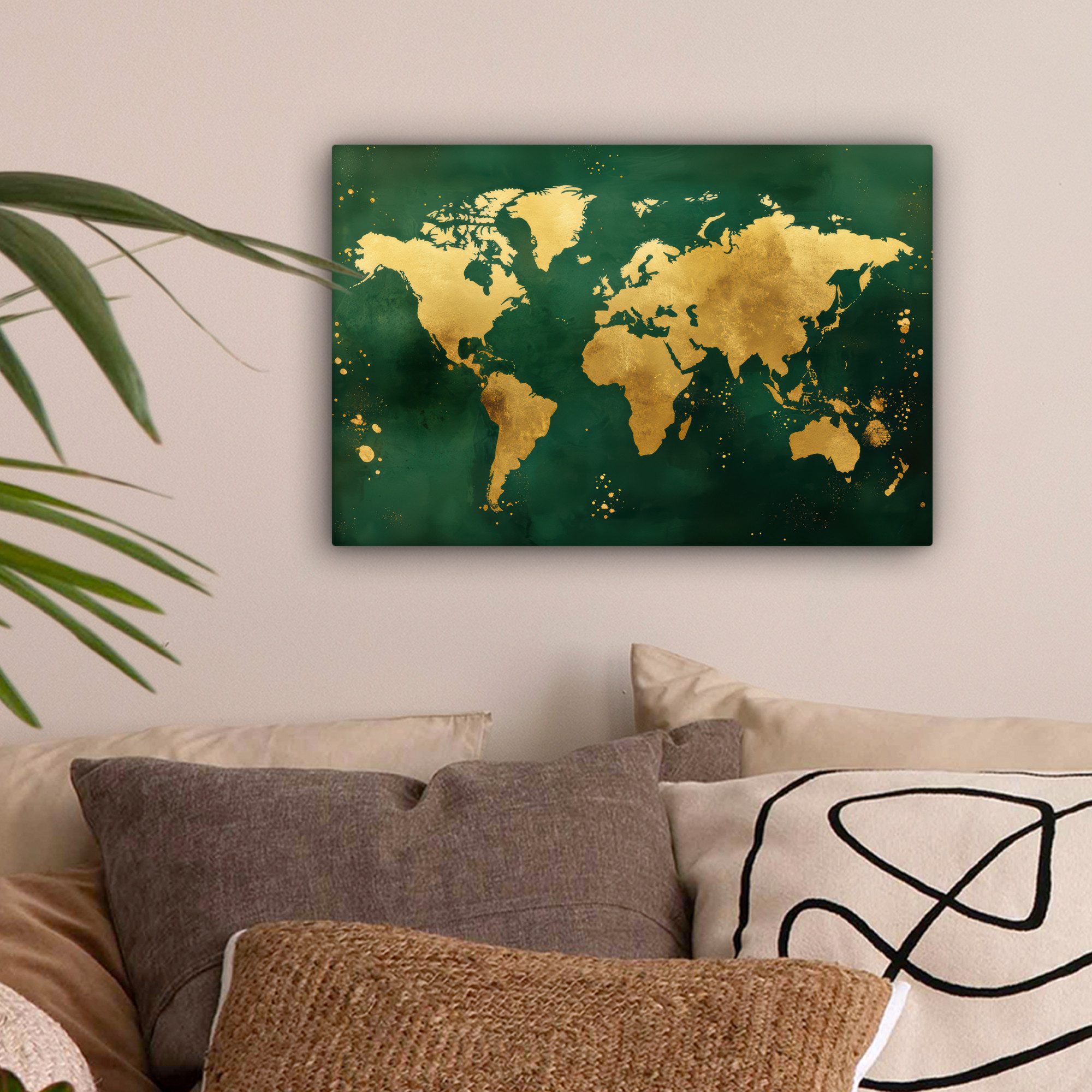 OneMillionCanvasses® Leinwandbild Weltkarte - Grün - günstig online kaufen