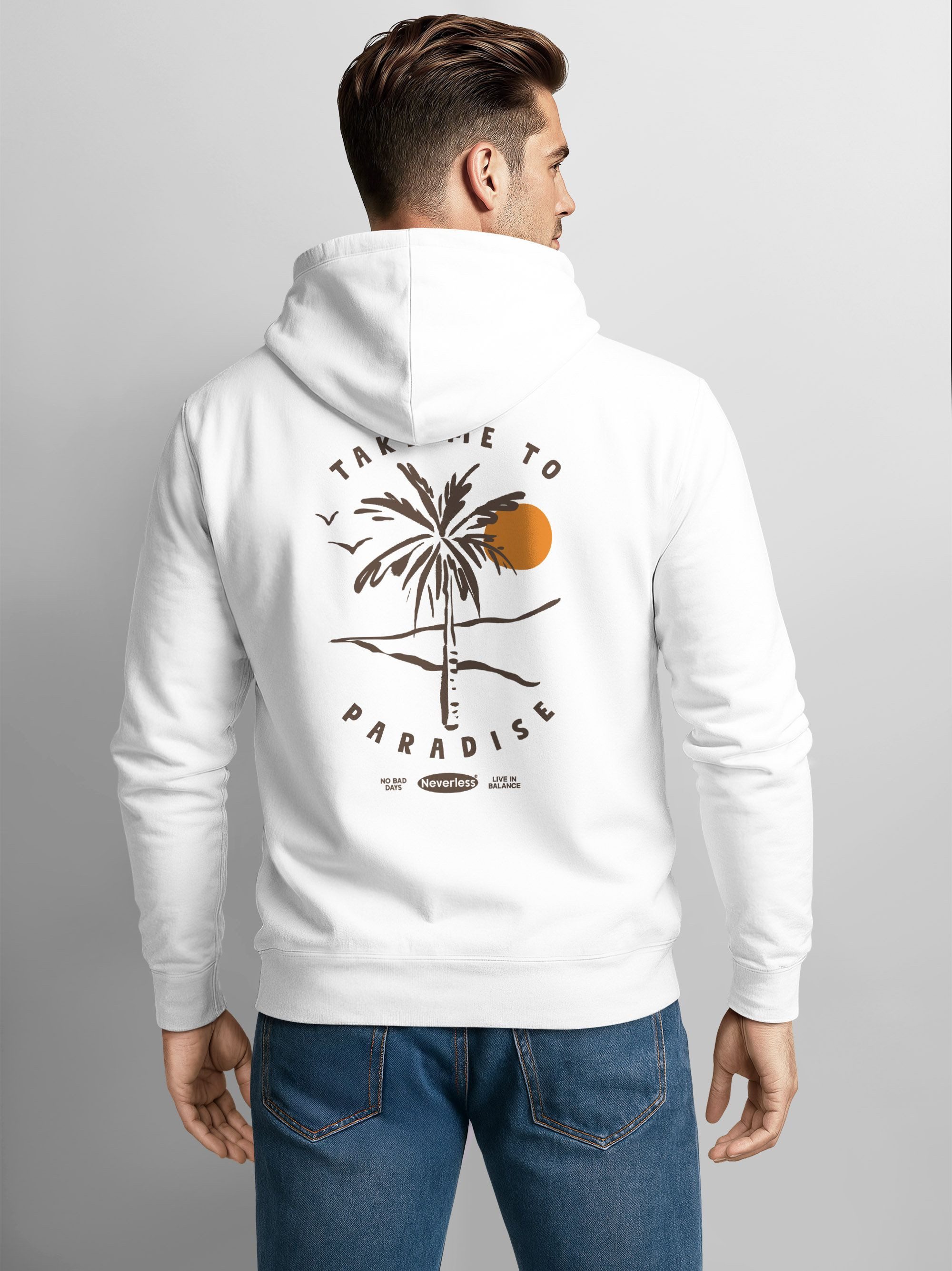 Neverless Sweatjacke Herren Sweatjacke Backprint Palme Graphic Design Zipja günstig online kaufen