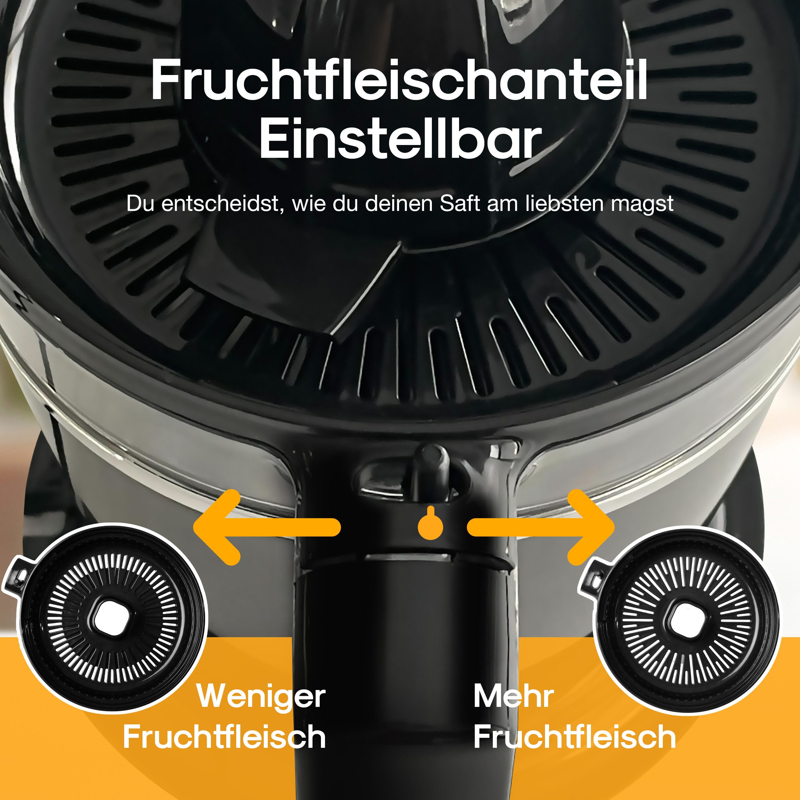 Lebenlang Zitruspresse elektrische Saftpresse mit 800ml Fassungsvermögen -Zitronen&Orangen, 40 W, BPA-Frei - Einstellbare Fruchtfleischkontrolle - Edles Design