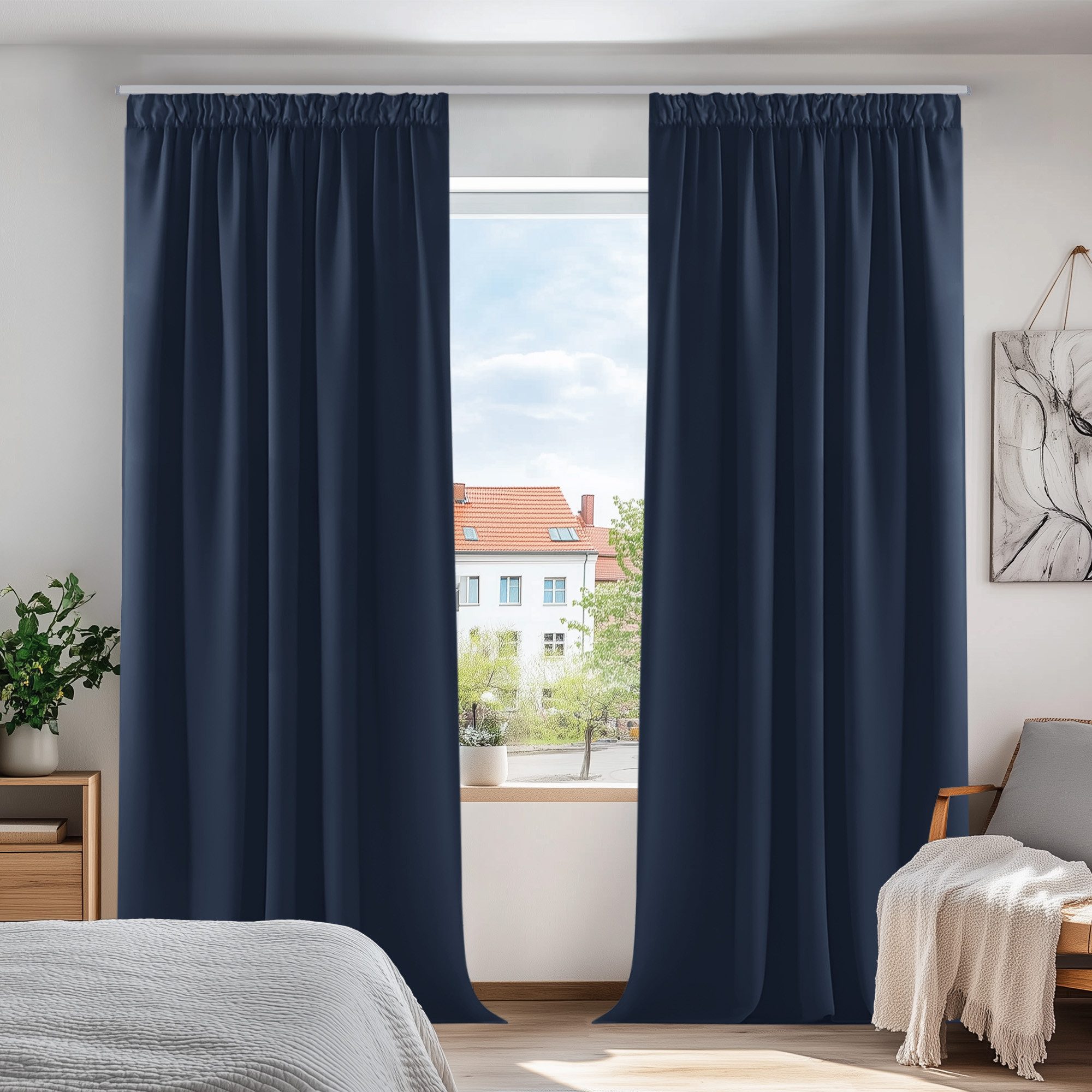 Deconovo Verdunkelungsvorhang Gardinen mit Kräuselband Blickdicht günstig online kaufen