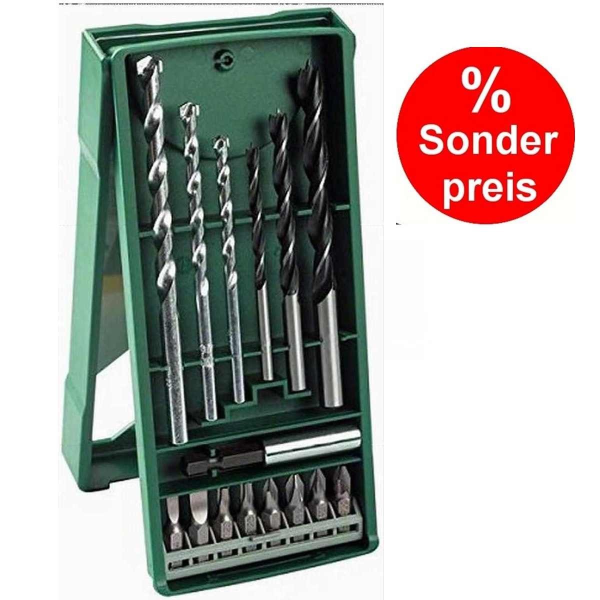 BOSCH Bohrer- und Bitset Mini-X-Line Mixed-Set 15-tlg., 3 Stein-, 3 Holzbohrer, 8 Schrauberbits