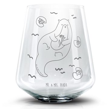 Mr. & Mrs. Panda Cocktailglas Otter Seerose - Transparent - Geschenk, Fischotter, glücklich, Cockta, Premium Glas, Laser-Gravierte Motive
