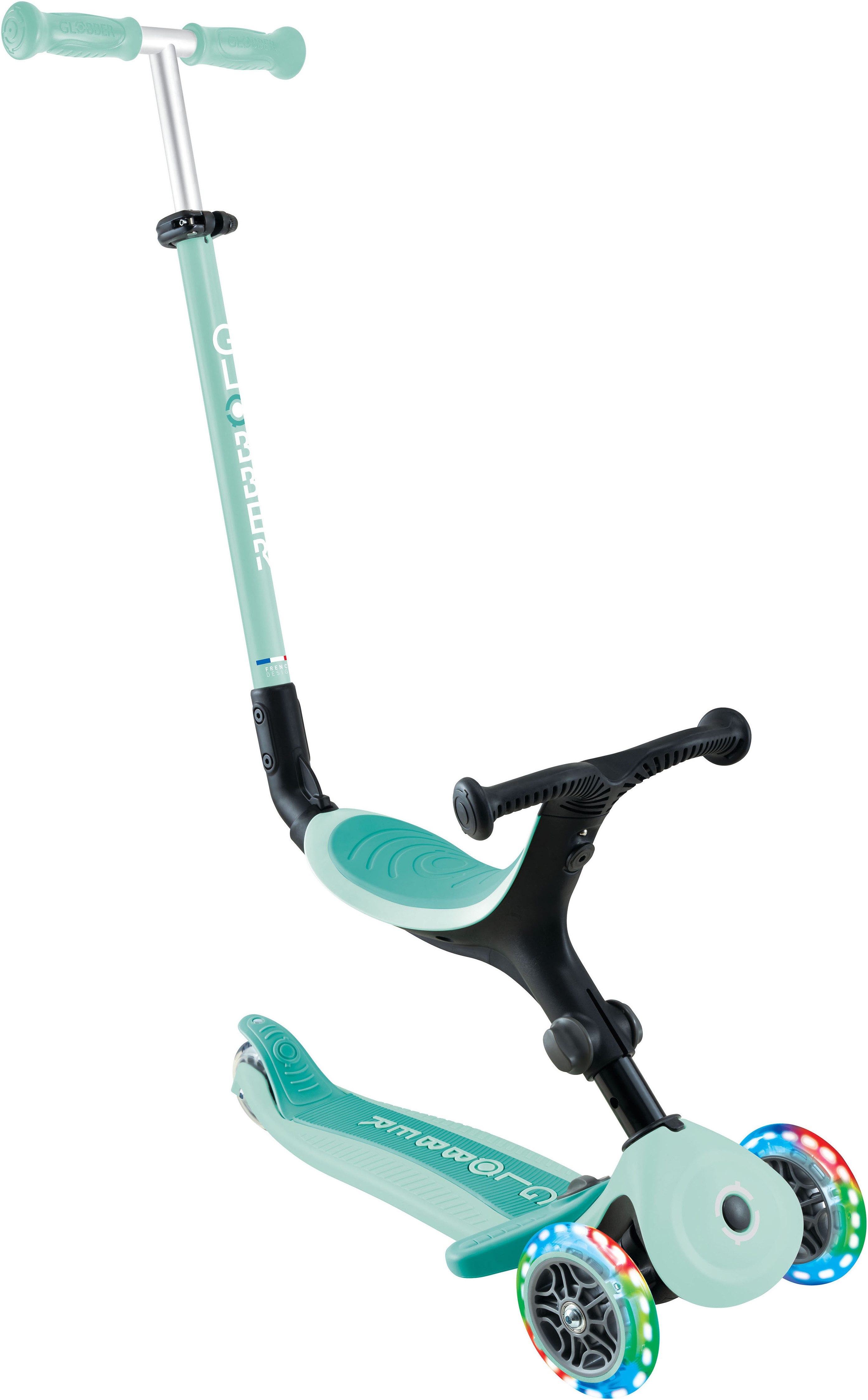 Globber Tretroller GO-UP ACTIVE LIGHTS mit Leuchtrollen, Dreirad, Laufrad und Scooter