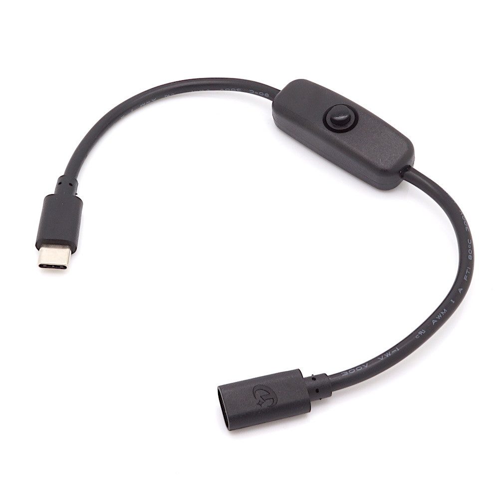 BerryBase USB C Kabel 30cm mit Schalter - USB Typ C Buchse zu USB Typ USB-Kabel