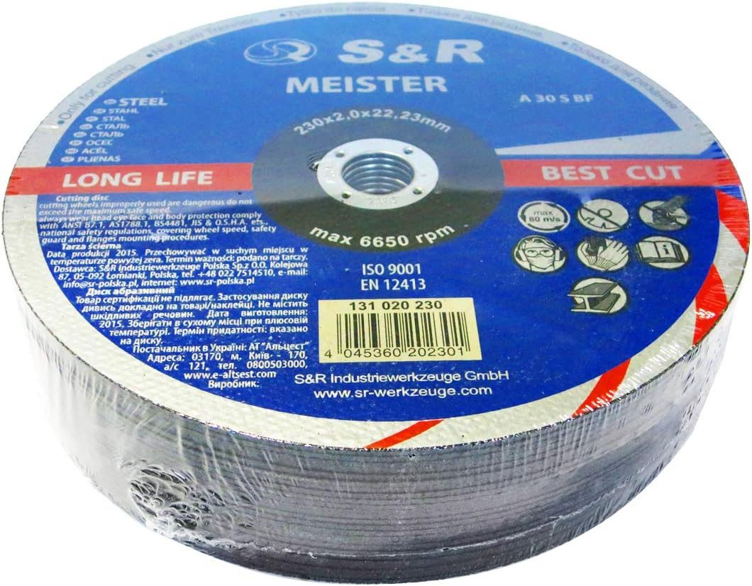 Thumbnail - S&R Trennscheibe für Metall, Stahl, Edelstahl / INOX 230x2,0x22,23mm A30 S-BF, (Set, 25 Stück), für Winkelschleifer und ...