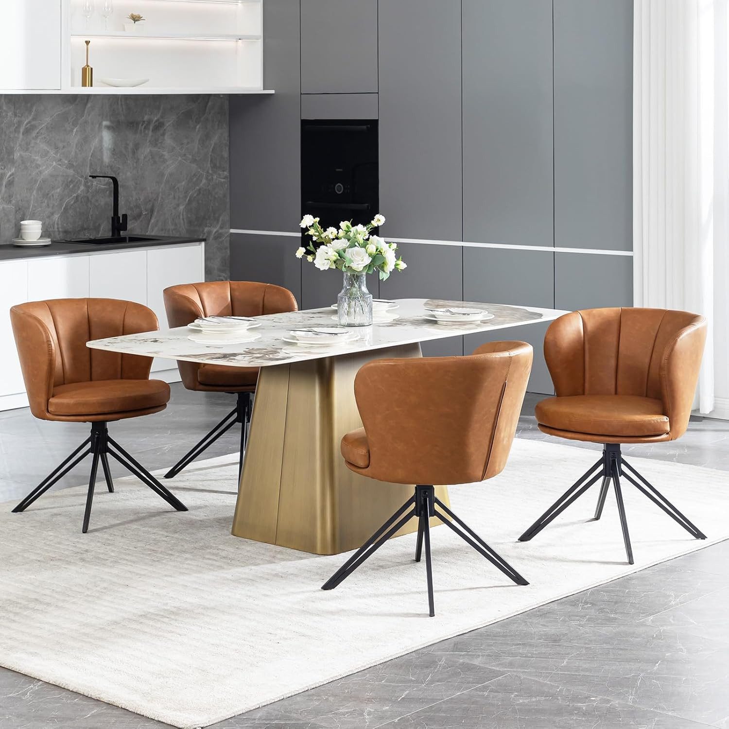 Woltu 4-Fußstuhl (2 St), Esszimmerstühle Polsterstuhl 360° Drehbar, mit Arm günstig online kaufen